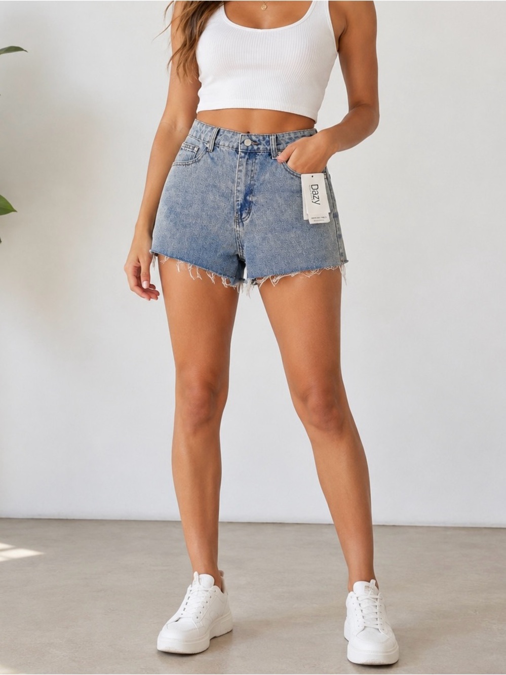 Dazy High-Rise Light Wash Denim Shorts